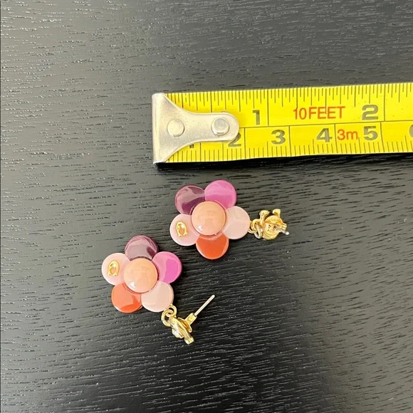 COACH “Flower Drop” Pink and Purple Floral Earrings - Picture 6 of 7
